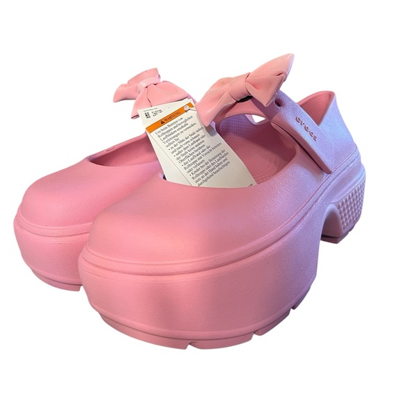 CROCS Pink Stomp Mary Jane’s with Bow Charms - Picture 1 of 6